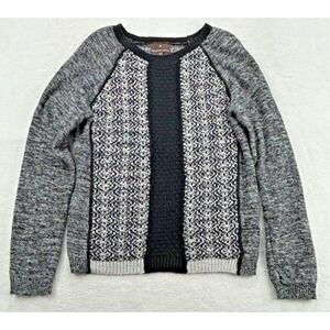 Fenn Wright Manson Sweater Women XL Black Gray White Fair Isle Geo Wool Blend‎